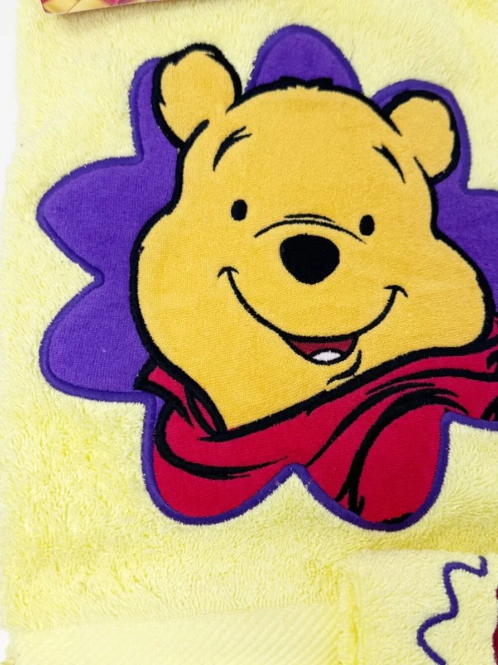 Vtg Disney Winnie The Pooh Soft Yellow Bath Towel & Washcloth, Cotton 90's NEW